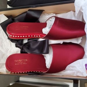 Sz 36 NIB $895 Giambatista Valli studded  satin slippers